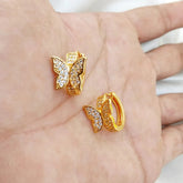 QX Quan Xing Jewelry Butterfly-Shaped Gold-Colored Hoop Earrings